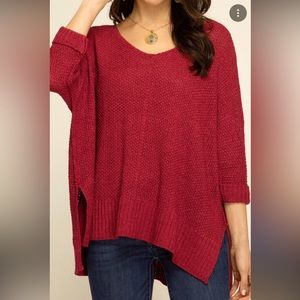 Active USA 3/4 Sleeve Lightweight High Low Sweater